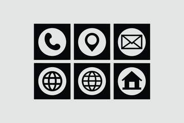 phone, address, email, person, contact icons collection vector           