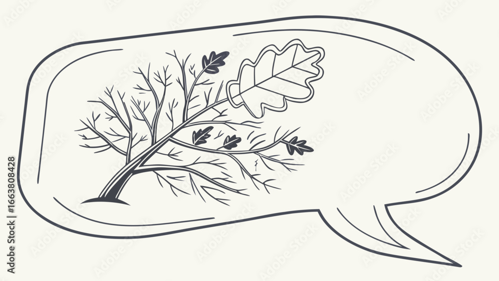 Aufkleber illustration of a tree with leaves inside a speech bubble on a plain background design element
