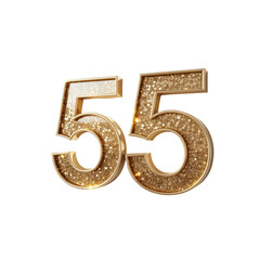 Sparkling Gold Number 55 3D Rendered Glittering Anniversary or Milestone Celebration