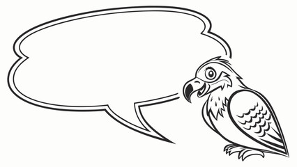 Naklejka premium Illustration of a cartoon bird with a speech bubble outline on a white background design element