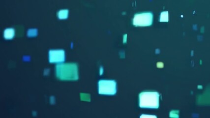 abstract neon squares glowing on teal background - Powered by Adobe