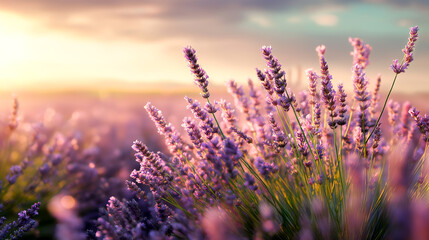 Obraz premium lavender field at sunset