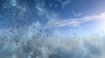 Obraz premium Airborne particles against a blue sky