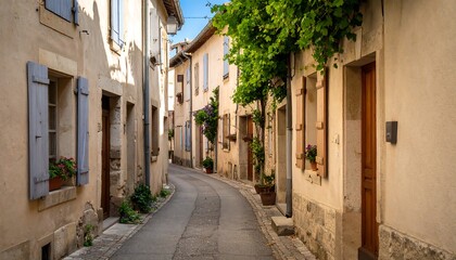 Fototapeta premium Narrow European alleyway with pastel buildings