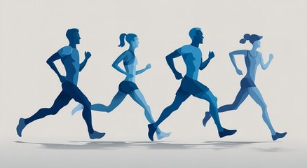 Silhouetted runners in blue tones depict athletic competition and the spirit of healthy lifestyle pursuits.