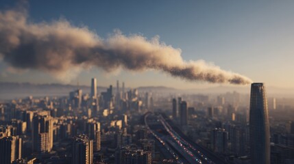 Naklejka premium Smog rising over modern city
