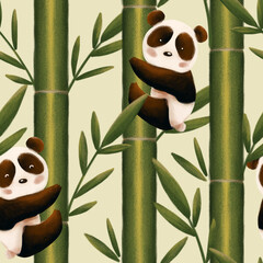 cute panda with bamboo seamless pattern © Katarzyna