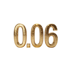 Glittering Gold 3D Number 0.06 - Percentage, Decimal, Finance, Luxury