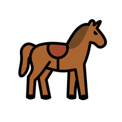 Modern Flat Line Brown Horse with Saddle Equine Animal Icon