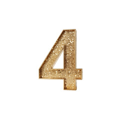Glittering Gold Number Four Festive 3D Rendered Digit