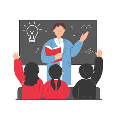 Enthusiastic Teacher Inspiring Students During an Engaging Lesson in the Classroom Setting