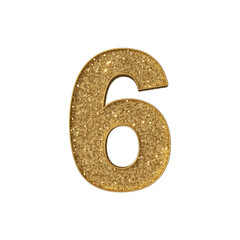 Sparkling Gold Glitter Number Six - 3D Render