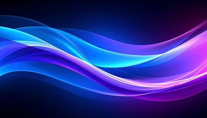 Ethereal Blue and Purple Wavy Light Streaks on Dark Background.