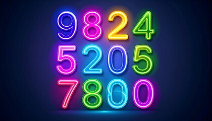 Neon numbers on dark background