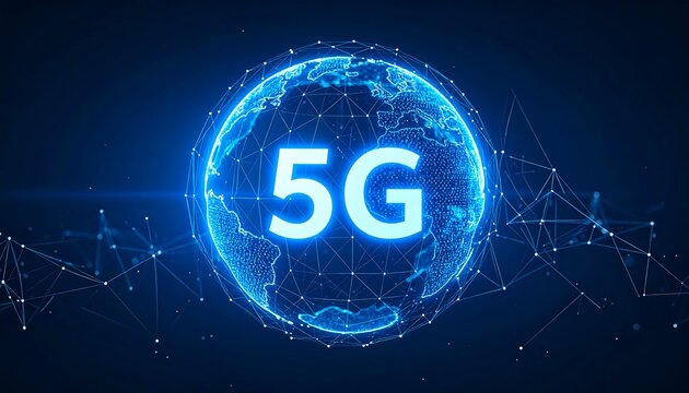 Global 5G network, futuristic design