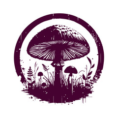Mushroom Illustration in a Circle