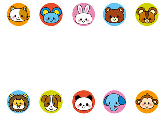 動物, 動物園, フレーム, 子供, アイコン, 顔, 犬, ライオン, ぞう, ウサギ, クマ, リス, 猫, サル, ねずみ, パンダ, 猿, ペット, ネコ, セット, アニマル, ネズミ, メッセージ, 飾り枠, 掲示板, お知らせ, 伝言板, 枠, メモ, 伝言, 幼稚園, 保育園, 園児, 保育所, 保育, かわいい, 笑顔, 哺乳類, 可愛い, 素材, キャラクター, 飼育, サファ
