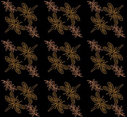 black and Brown dragonflies seamless pattern