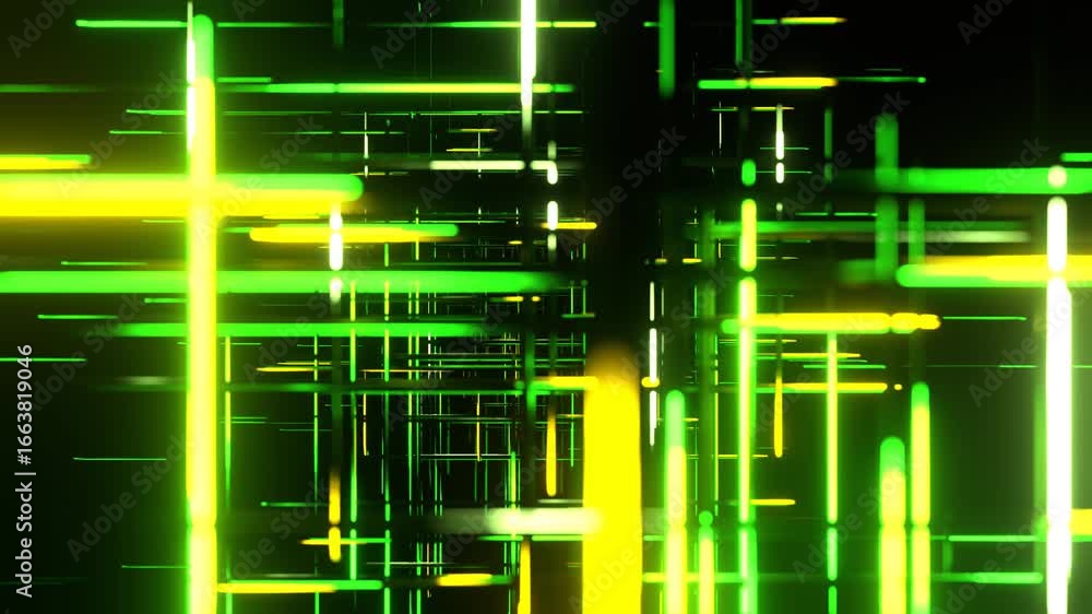 Poster futuristic abstract background with neon lights moving fast in space.
