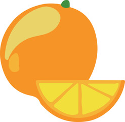 Fresh Orange Fruit with Slice Vector Illustration on White Background 