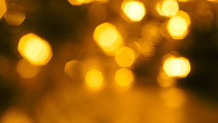 Fototapeta premium Elegant golden garland shining with luminous festive Christmas holiday background.