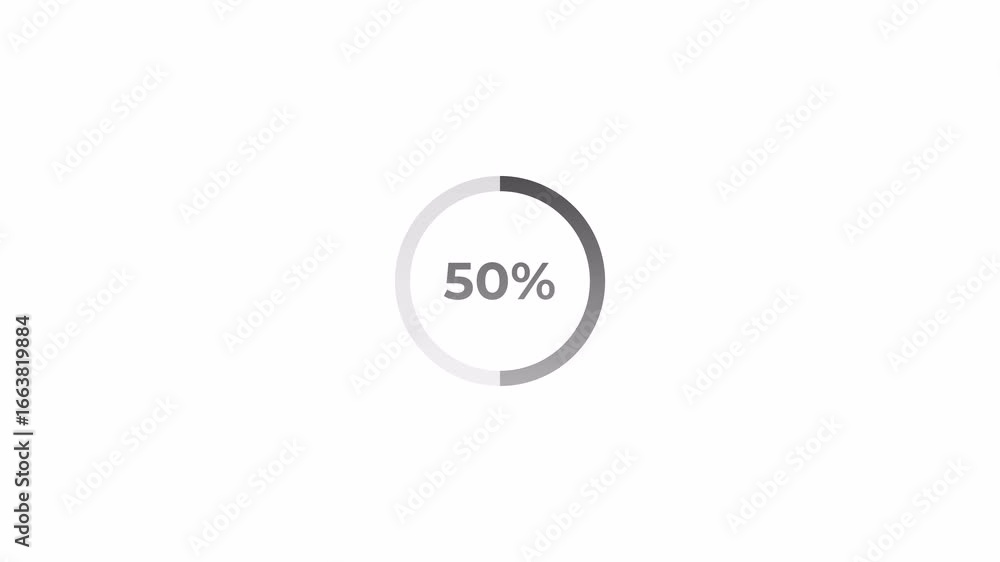 Poster circle loading zero to hundred percent with alpha channel in 4k,percentage circle loader on a transp