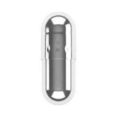 Shiny iron-colored pill, transparent background PNG