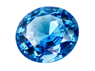 Brilliant Blue Oval Gemstone with Sharp Facets on jewel sapphire isolated on a transparent background
