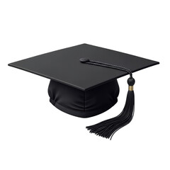 Black graduation cap with tassel isolated