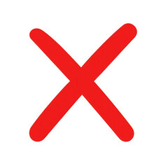 Obraz premium Bold red x mark symbol isolated graphic on black for rejection or error concepts transparent background