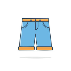 Cartoon denim shorts illustration: casual summer fashion apparel for men or women, garment icon.