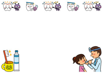 歯みがき,歯医者,フレーム,歯,保健,バイキン,虫歯,子供,歯科衛生士,歯磨き,歯科検診,歯科医院,白衣,こども,はみがき,園児,小学校,小学生,幼児,こども園,保育所,幼稚園,保育園,保育,お泊り保育,生活,メッセージ,飾り枠,掲示板,お知らせ,枠,メモ,歯みがき粉,デンタル,虫歯菌,清潔,歯ブラシ,ハミガキ,コップ,歯磨き粉,歯科,きれい,磨く,ブラシ,セット,イラスト