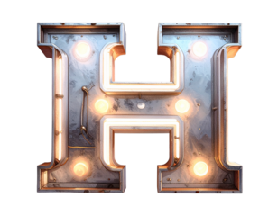 Glowing 3D Alphabet Letter H transparent PNG