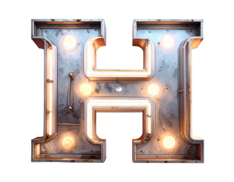 Glowing 3D Alphabet Letter H transparent PNG