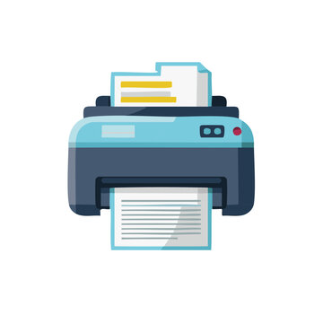 Office Printer Printing Document in Cartoon Style Modern Design Illustration