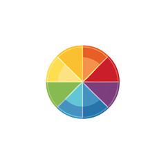 Fototapeta premium Colorful Round Chart with Yellow, Orange, Red, Green, Blue and Purple