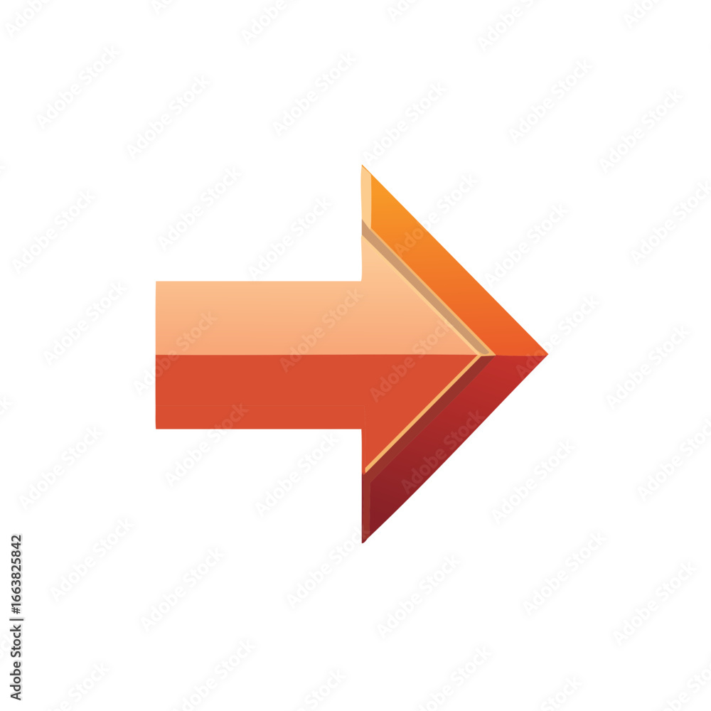 Poster three dimensional arrow in gradient shades indicates direction progress guidance