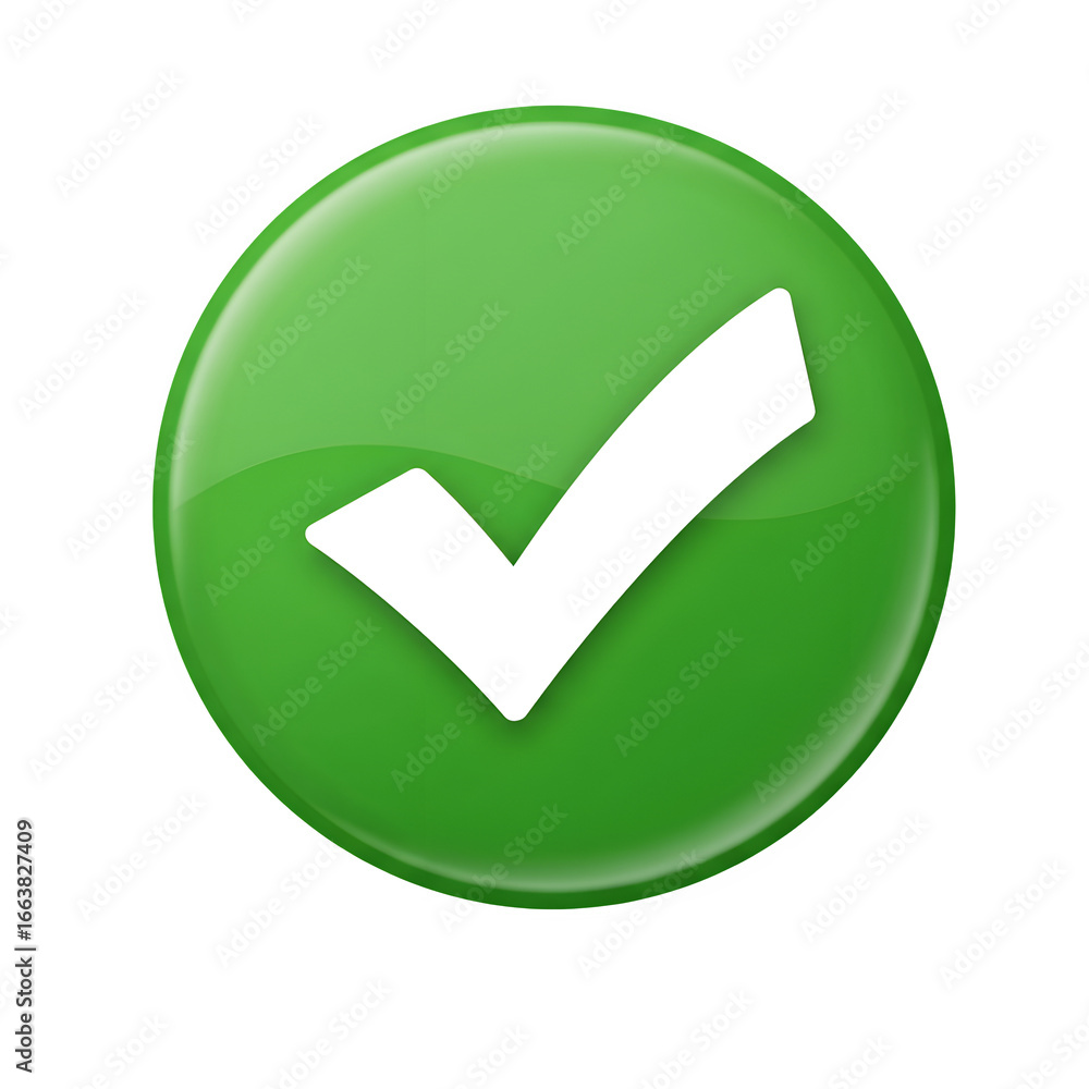 Poster green check mark button png file – glossy icon symbol – isolated on transparent background png for u