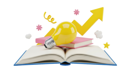 Isolated Idea Lamp with Books