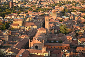 Fototapeta premium View From Asinelli Tower In Bologna To San Giacomo Maggiore Basilica In Bologna Italy On A Wonderful Sunny Autumn Day