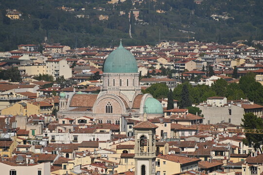 View From Piazzale Michelangelo To The Sinagoga E Museo Ebraico In Florence Italy On A Wonderful Sunny Autumn Day