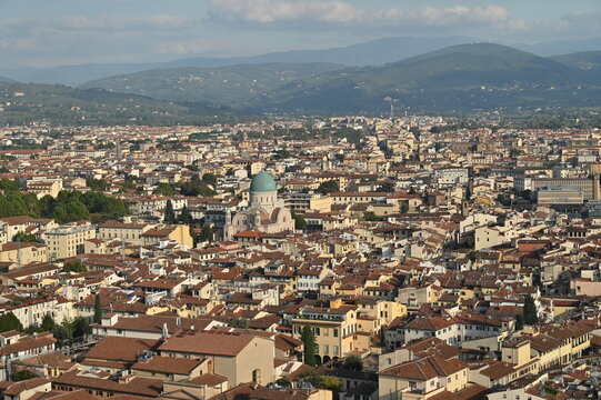 View From The Dome Of The Cathedral Of Florence Italy On A Wonderful Sunny Autumn Day With A Few Clouds In The Sky