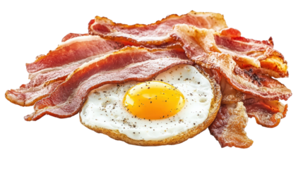 Bacon Strips and Fried Egg Stacked High