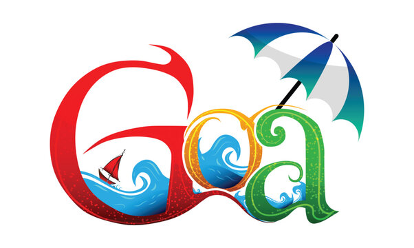 goa beach text design goa city text effect vector & illustration