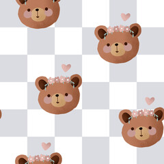 Seamless pattern design. Cute print with bears
