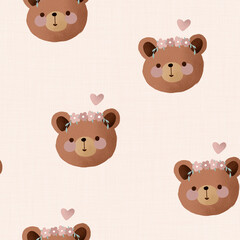 Seamless pattern design. Cute print with bears