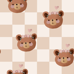 Seamless pattern design. Cute print with bears