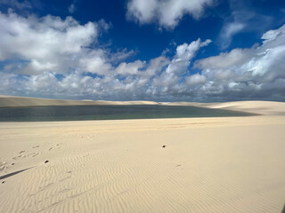 Brazil, Barreirinhas- 2023, May: lagoon and sand dunes in lençóis maranhenses