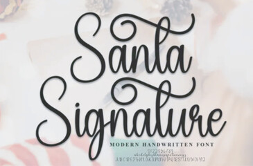 Santa Signature vector alphabet. Modern monoline signature script font. Elegant Signature Font. Best Alphabet Beautiful Calligraphy Signature Font
