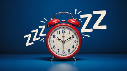 Red alarm clock with Z symbols indicating sleep vintage